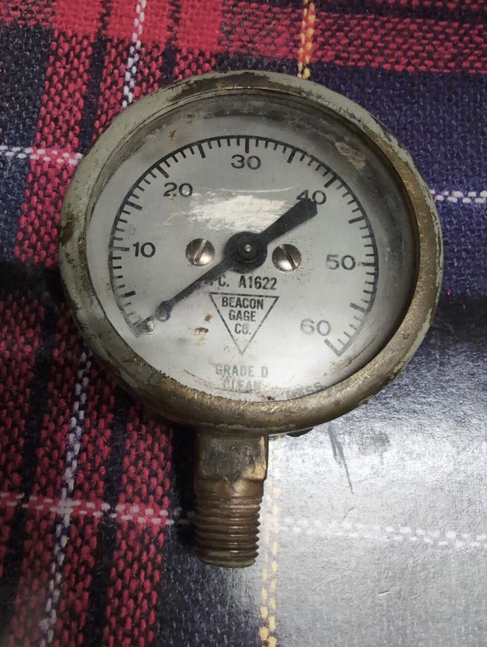 Vintage Beacon Gage Co Gauge A1622 0-60 Grade D
